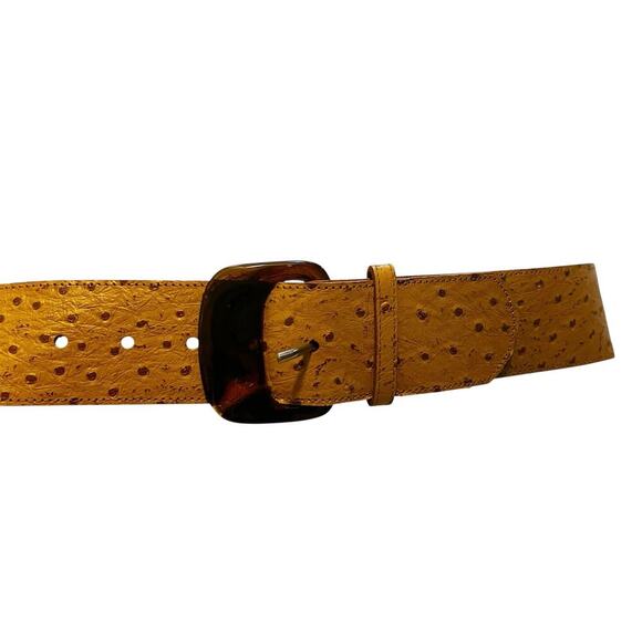 L. Chessler Women\'s Genuine Bonded Leather Ostrich Skin Belt Yellow One Size main image 6